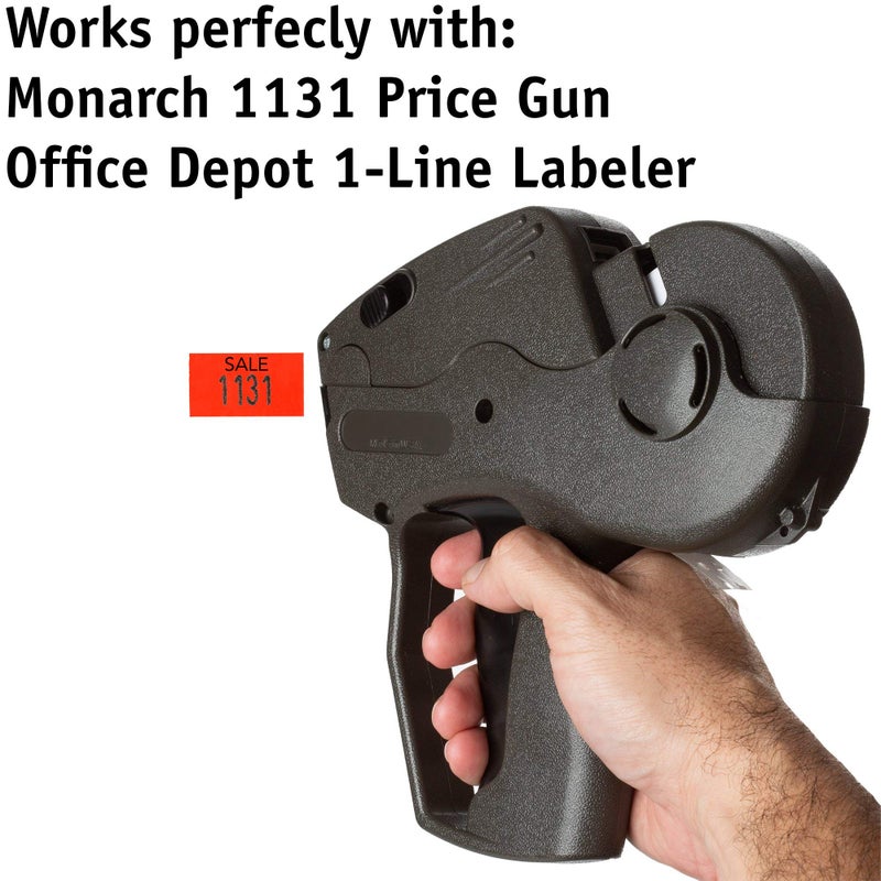 Labels for Us Labels for Monarch 1131 Labeler - Sale - Red - 20,000 Labels - Pack with 8 Rolls - Ink Roller Included - Made and Delivered by Labels for Us - Image 3